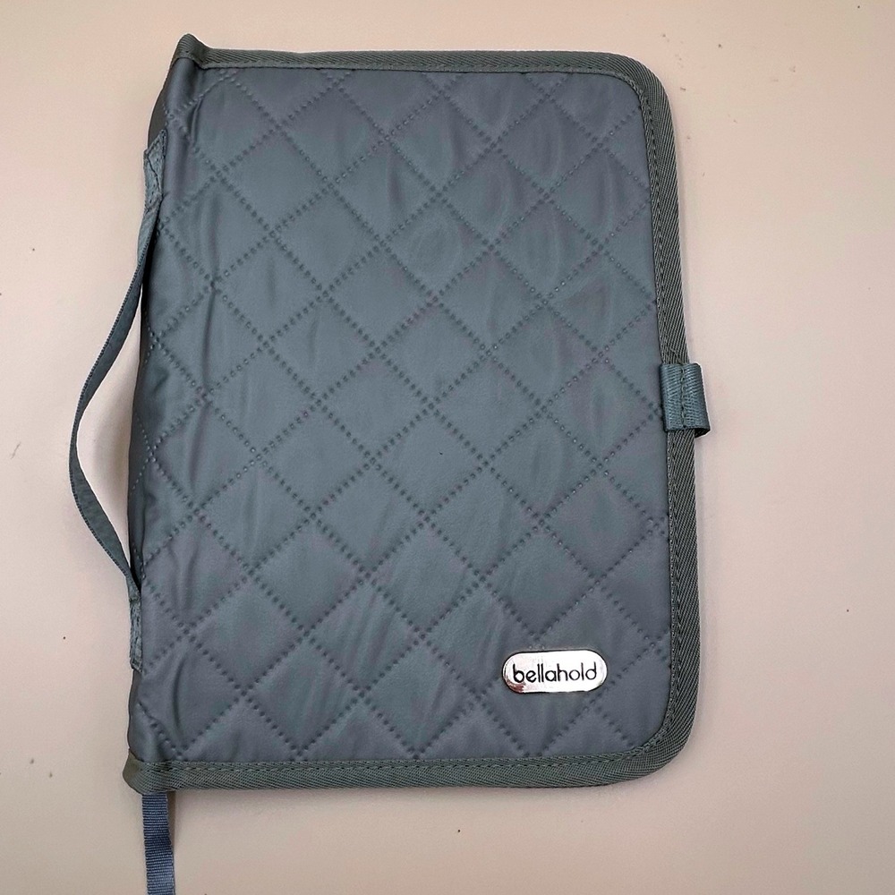 Bellahold Quilted Book Cover Gray Travel Journal Protector with Handle 11x8.5